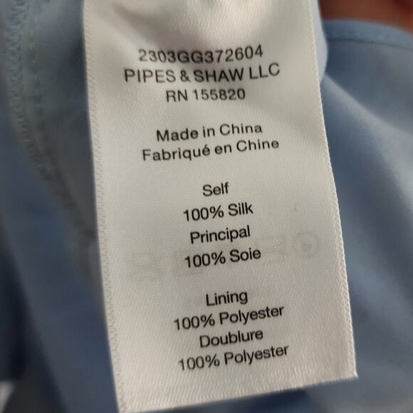 Veronica Beard Silk Floral Ruched Sean Dress Lake Blue Multi Bell Sleeve Flounce - Picture 9 of 10